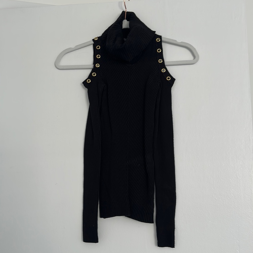 XOXO open shoulder turtleneck